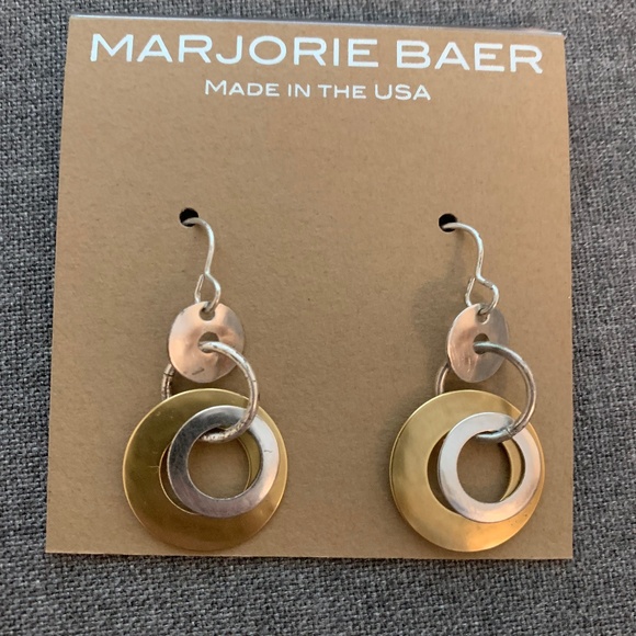 marjorie baer gold and silver drop/dangly earrings - Picture 1 of 1